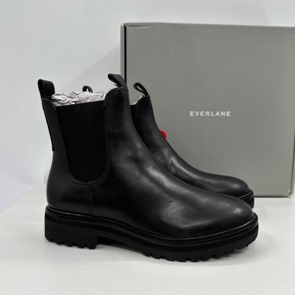 Everlane The Lug Chelsea Boot in Black size 10 Women's Leather Ankle Chunky Sole - Picture 1 of 8